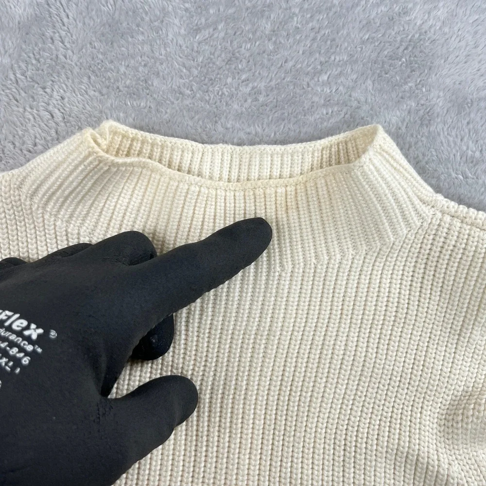 Michael Kors Lace Up Side Ribbed Knit Sweater L White Women Mock Neck Sleeveless